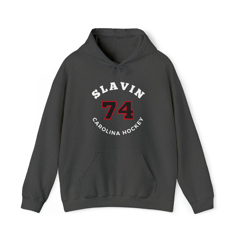 Slavin 74 Carolina Hockey Number Arch Design Unisex Hooded Sweatshirt