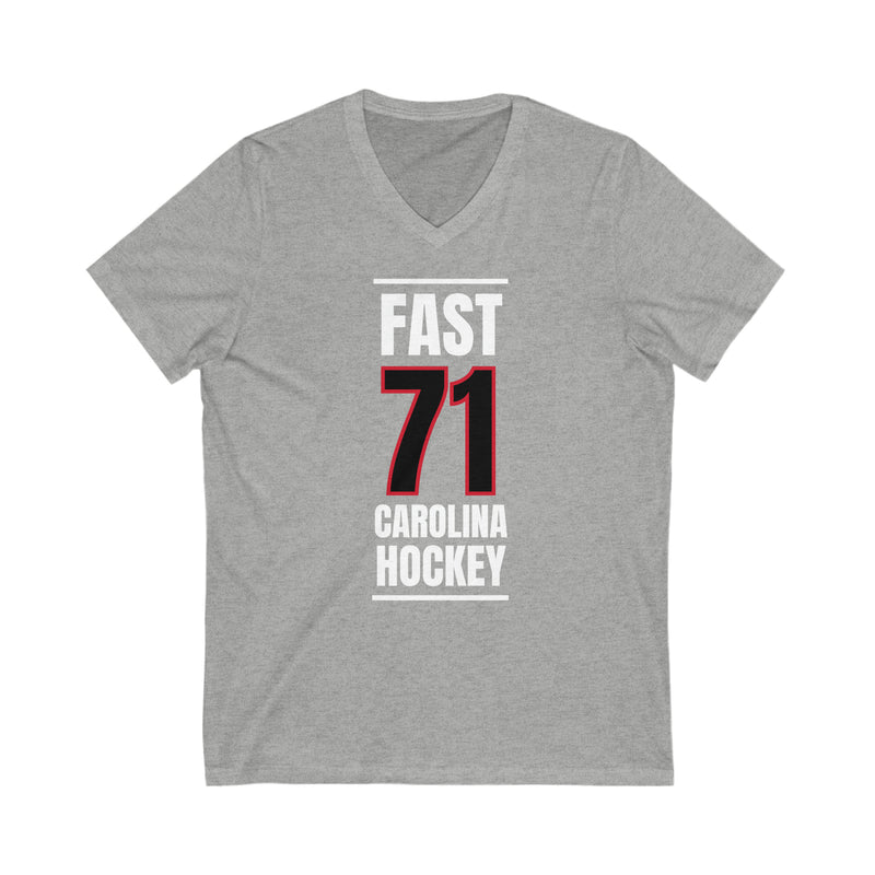 Fast 71 Carolina Hockey Black Vertical Design Unisex V-Neck Tee