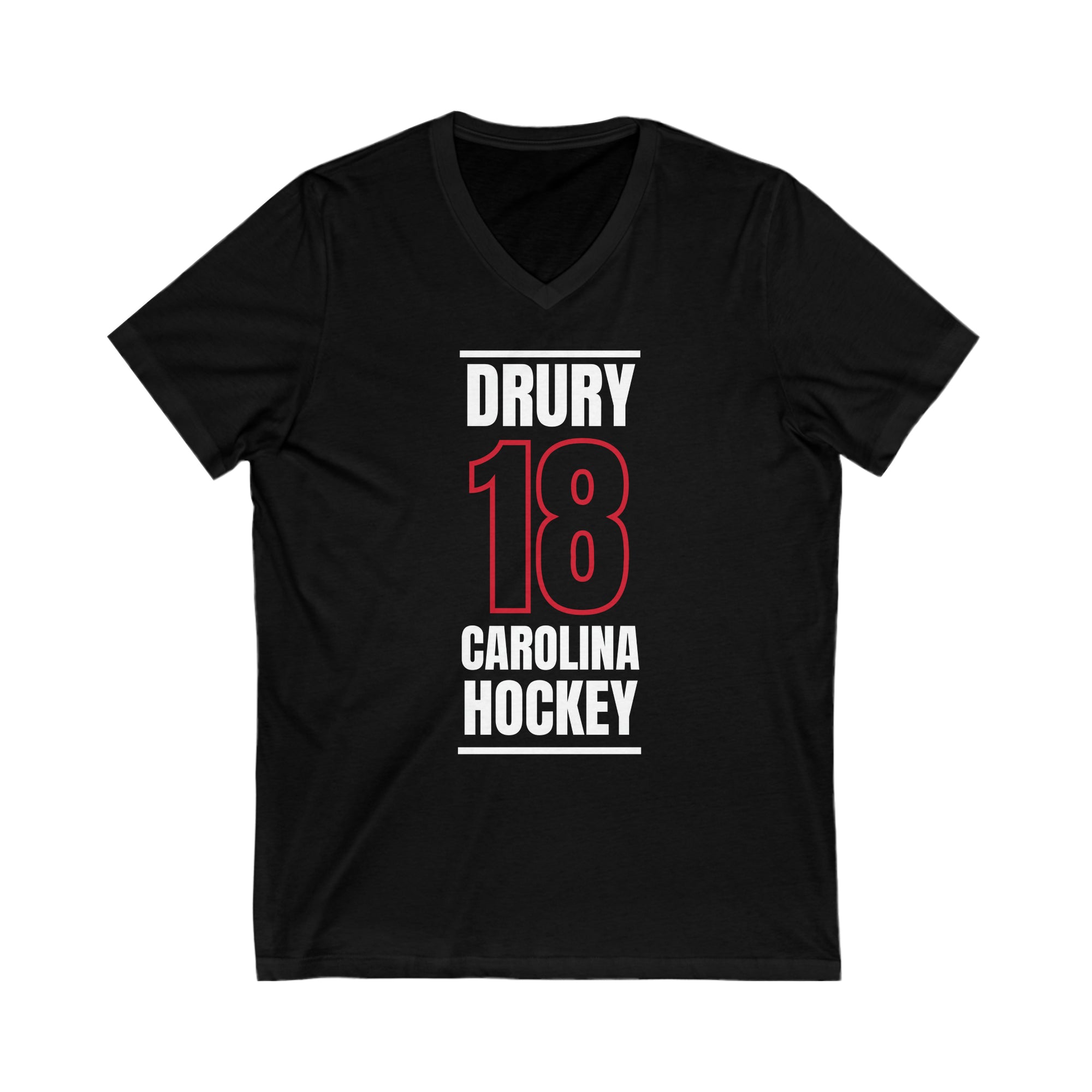Drury 18 Carolina Hockey Black Vertical Design Unisex V-Neck Tee