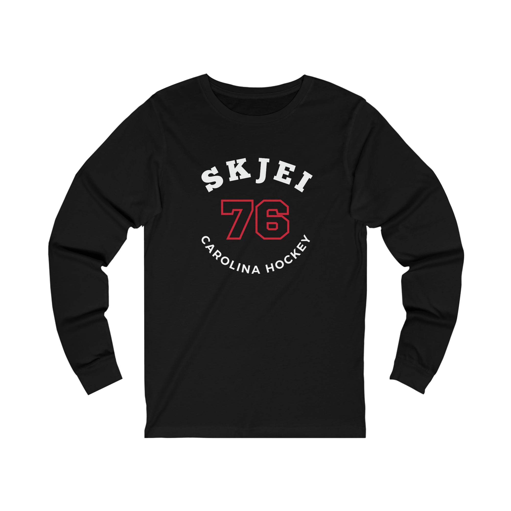 Skjei 76 Carolina Hockey Number Arch Design Unisex Jersey Long Sleeve Shirt