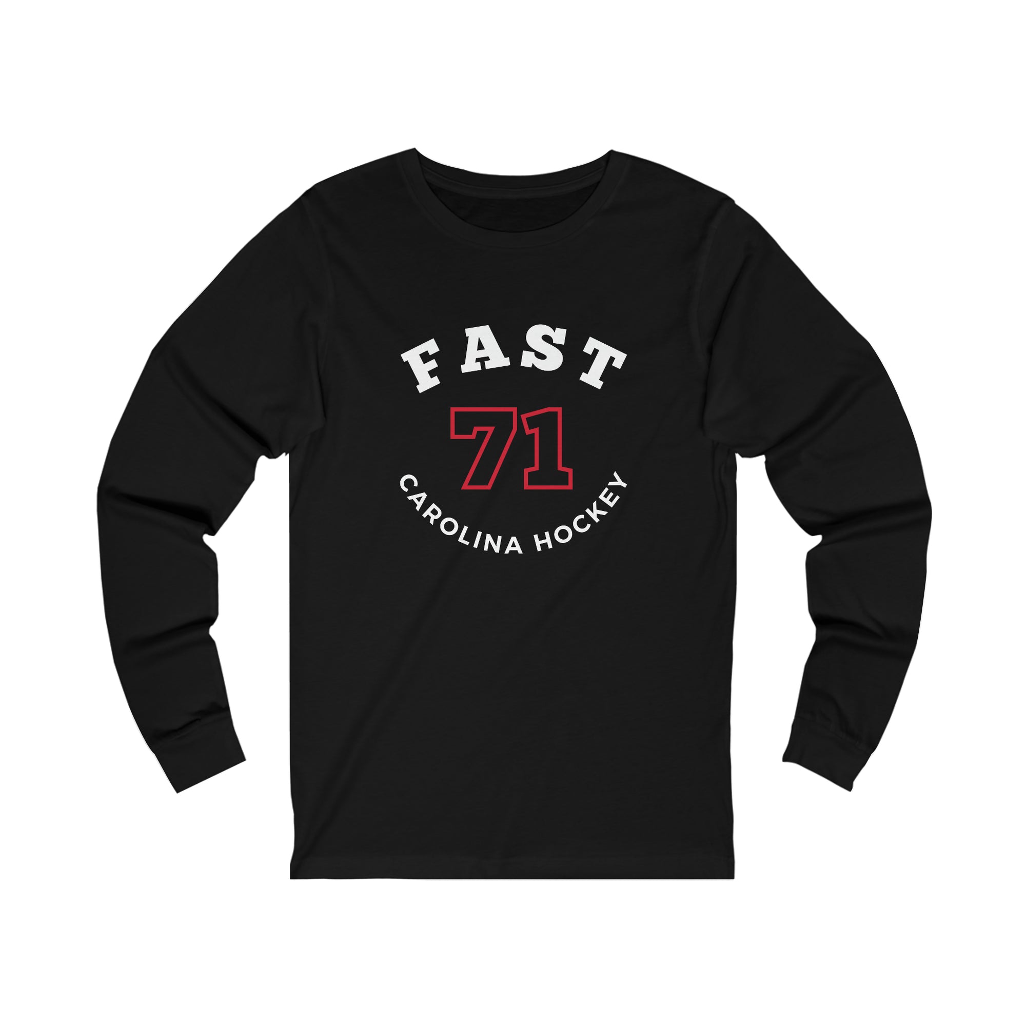 Fast 71 Carolina Hockey Number Arch Design Unisex Jersey Long Sleeve Shirt