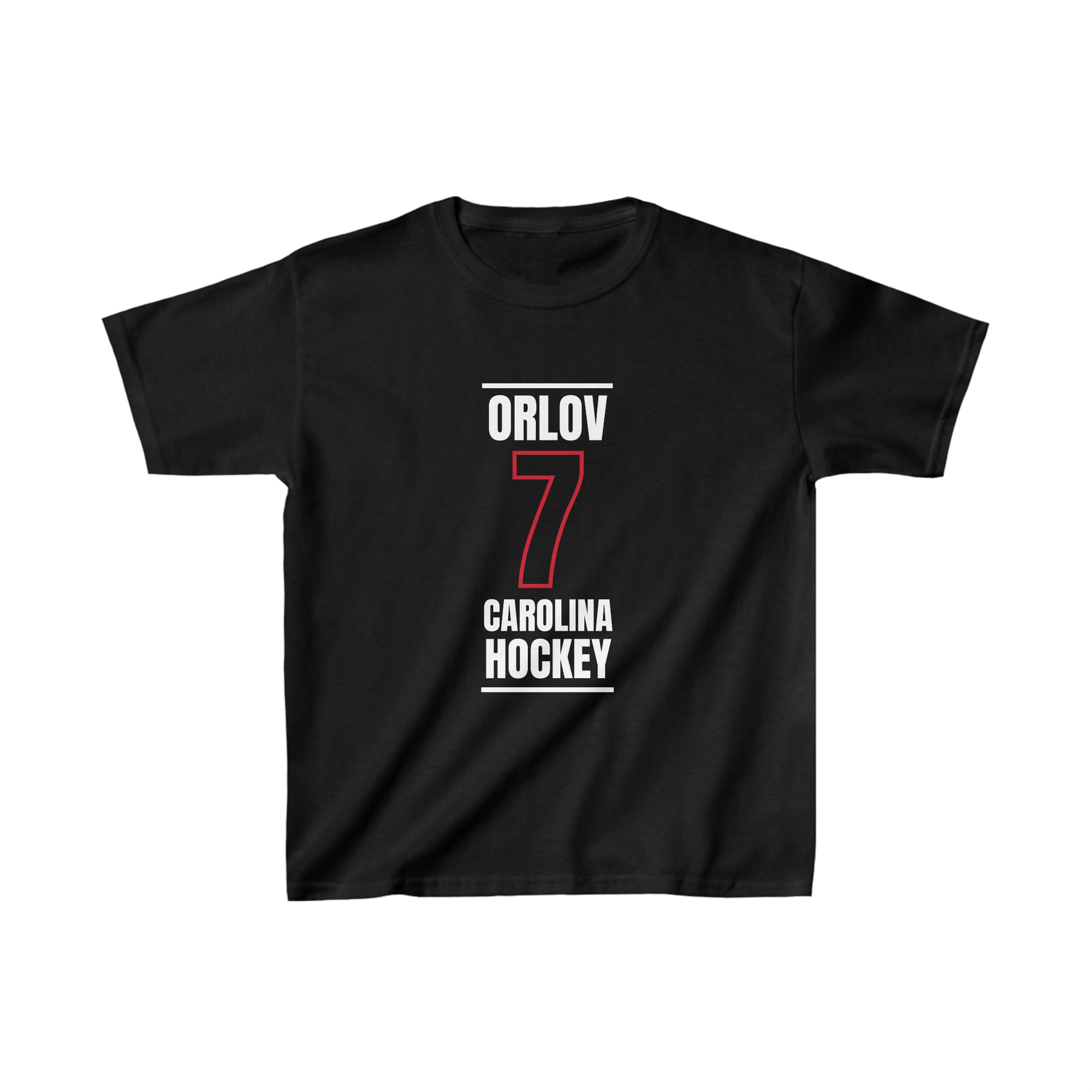 Orlov 7 Carolina Hockey Black Vertical Design Kids Tee