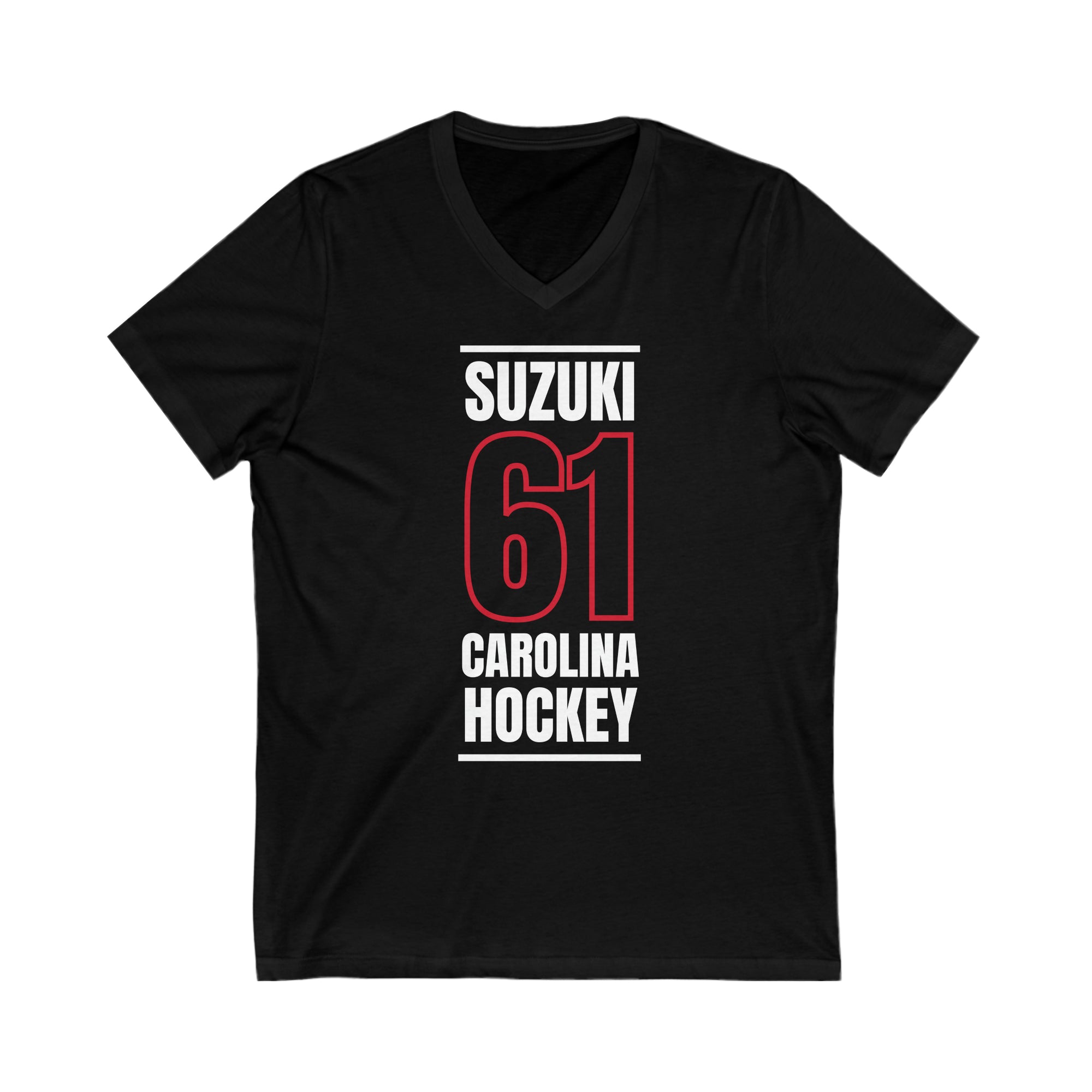 Suzuki 61 Carolina Hockey Black Vertical Design Unisex V-Neck Tee