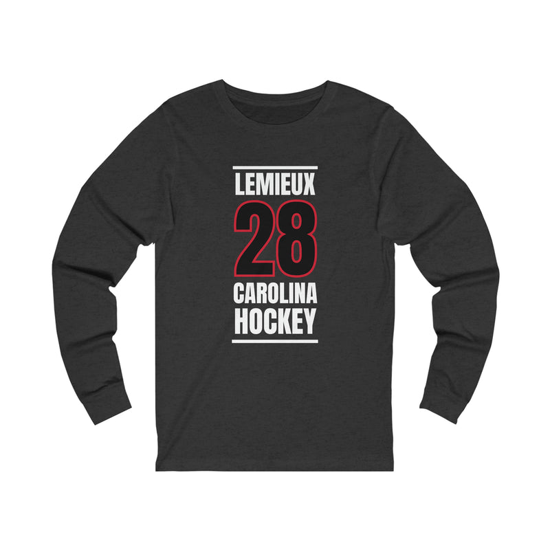 Lemieux 28 Carolina Hockey Black Vertical Design Unisex Jersey Long Sleeve Shirt