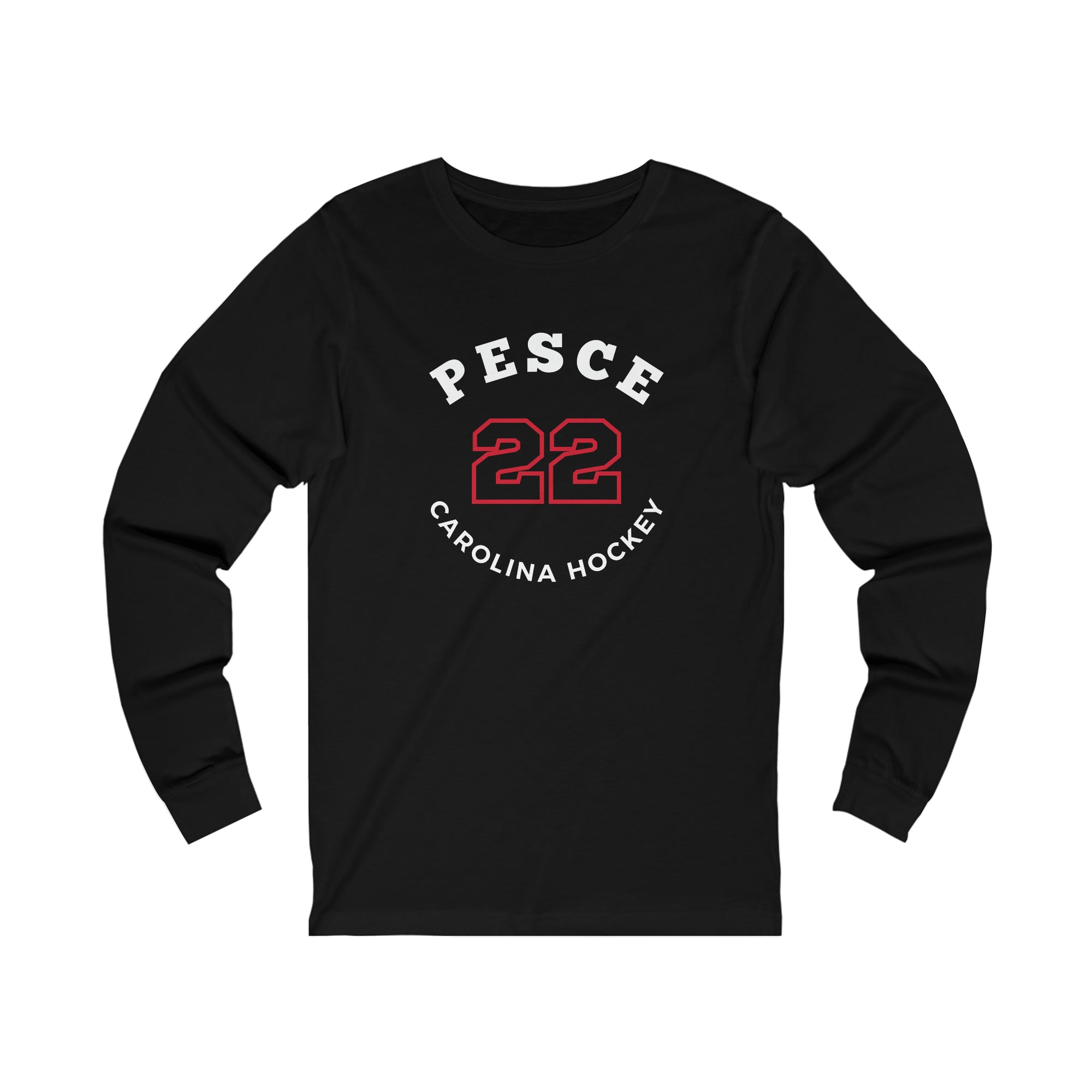 Pesce 22 Carolina Hockey Number Arch Design Unisex Jersey Long Sleeve Shirt