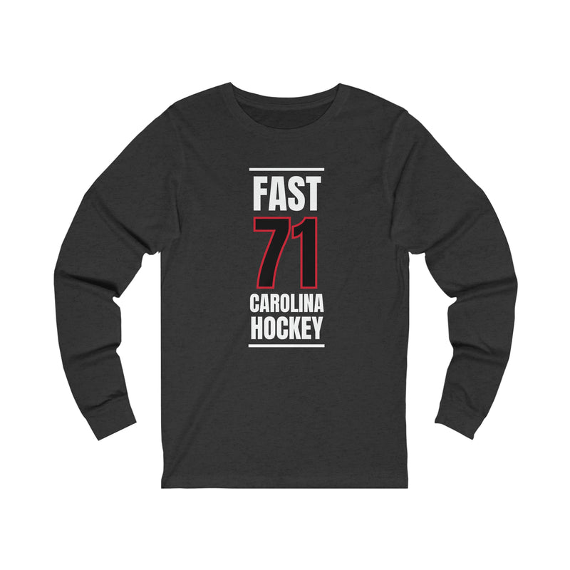 Fast 71 Carolina Hockey Black Vertical Design Unisex Jersey Long Sleeve Shirt