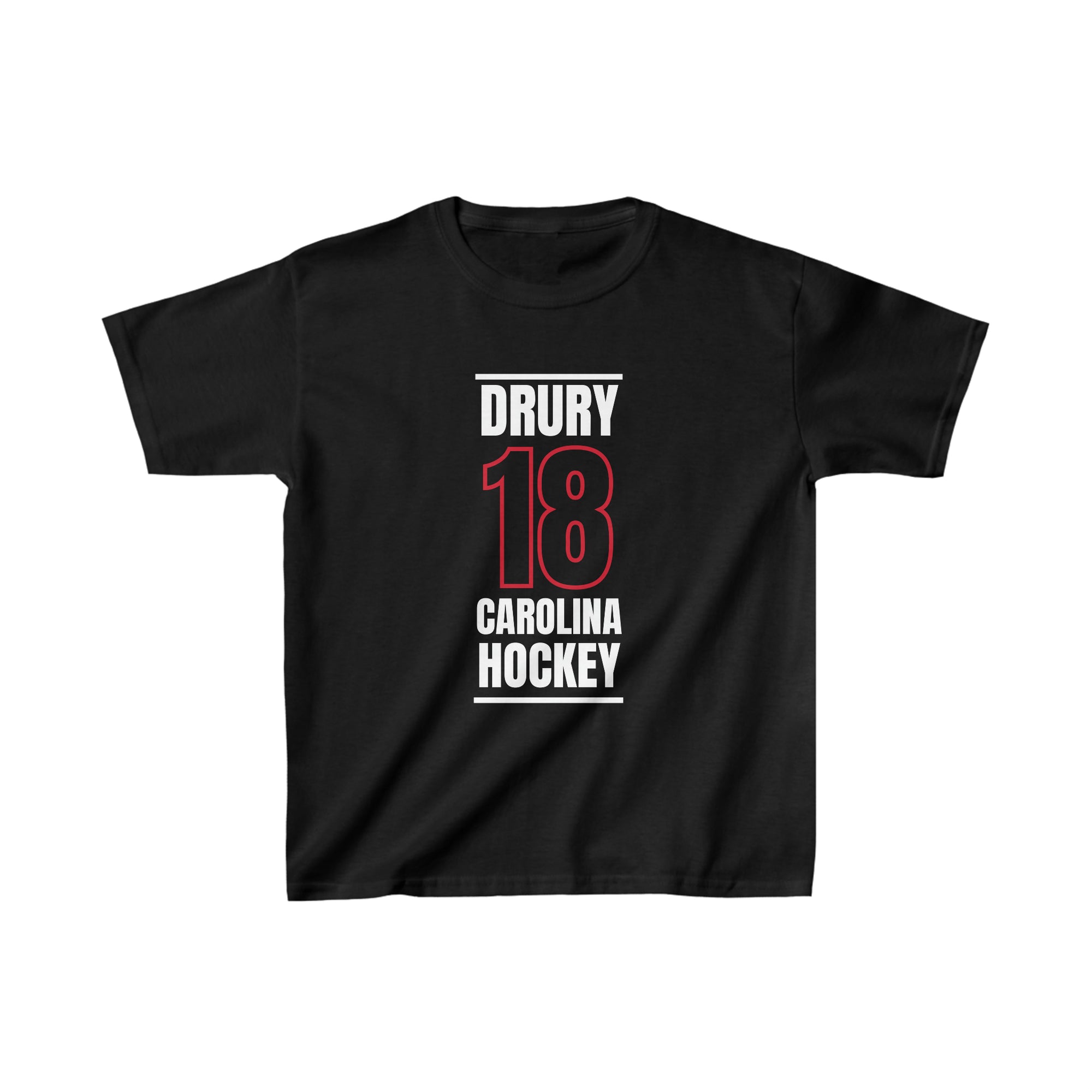 Drury 18 Carolina Hockey Black Vertical Design Kids Tee