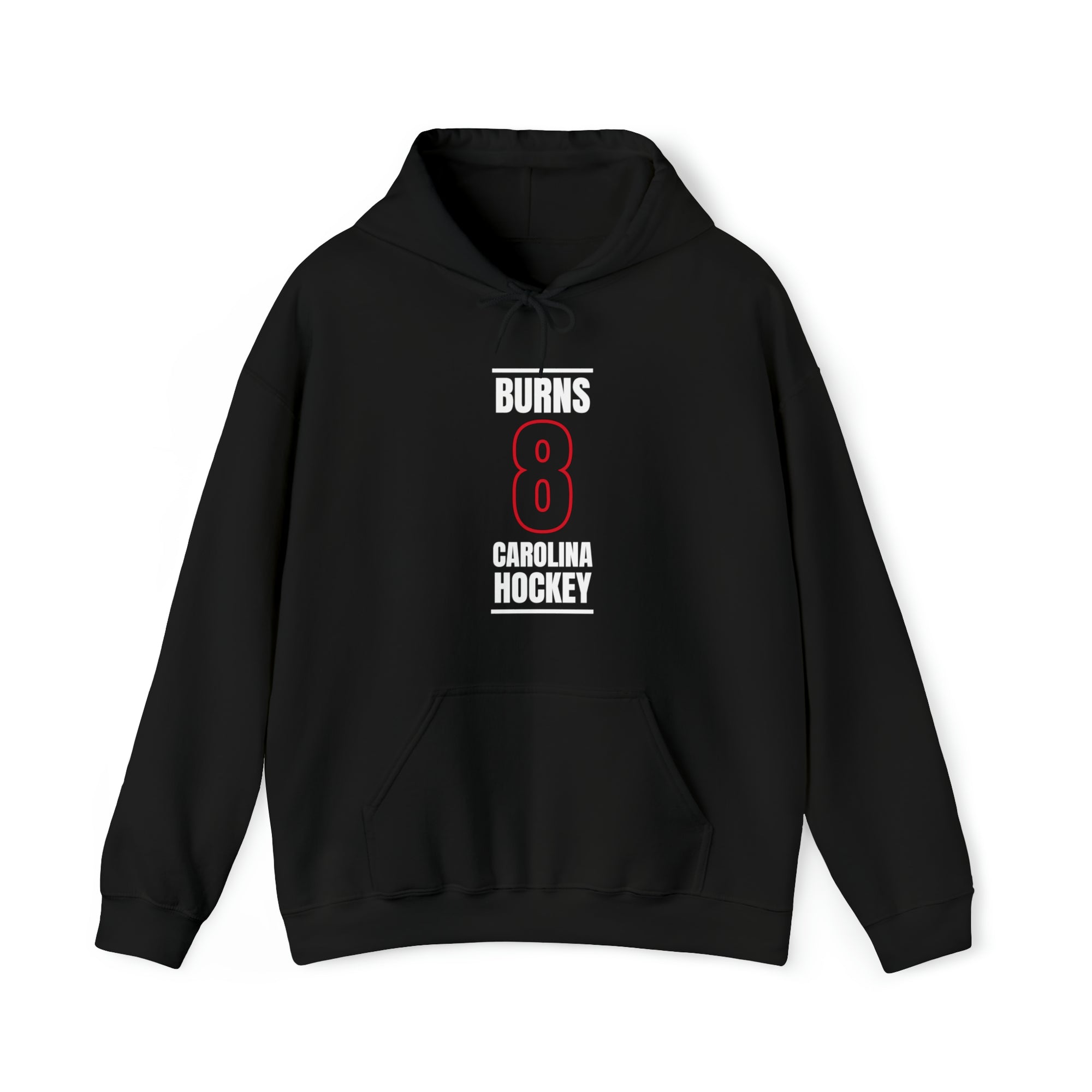 Burns 8 Carolina Hockey Black Vertical Design Unisex Hooded Sweatshirt