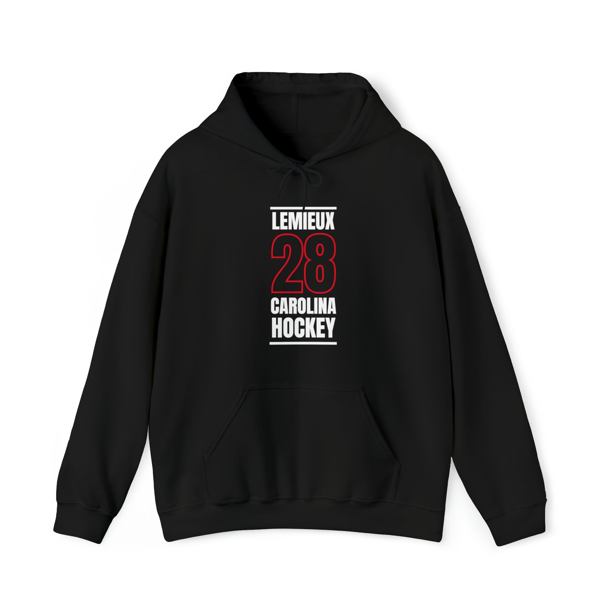 Lemieux 28 Carolina Hockey Black Vertical Design Unisex Hooded Sweatshirt