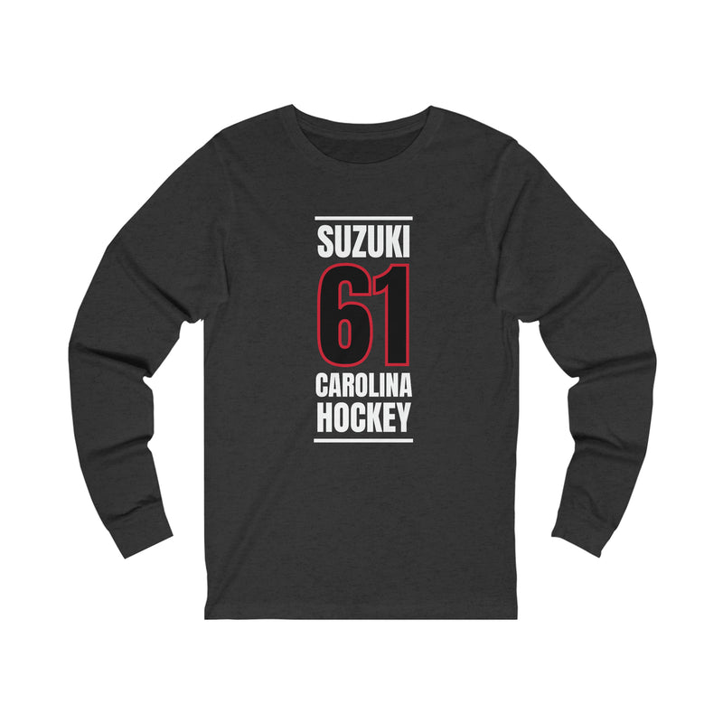 Suzuki 61 Carolina Hockey Black Vertical Design Unisex Jersey Long Sleeve Shirt