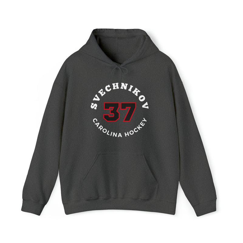 Svechnikov 37 Carolina Hockey Number Arch Design Unisex Hooded Sweatshirt