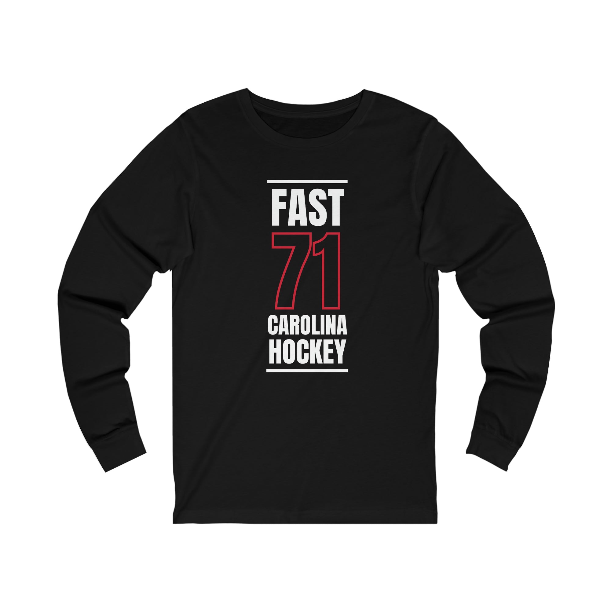 Fast 71 Carolina Hockey Black Vertical Design Unisex Jersey Long Sleeve Shirt