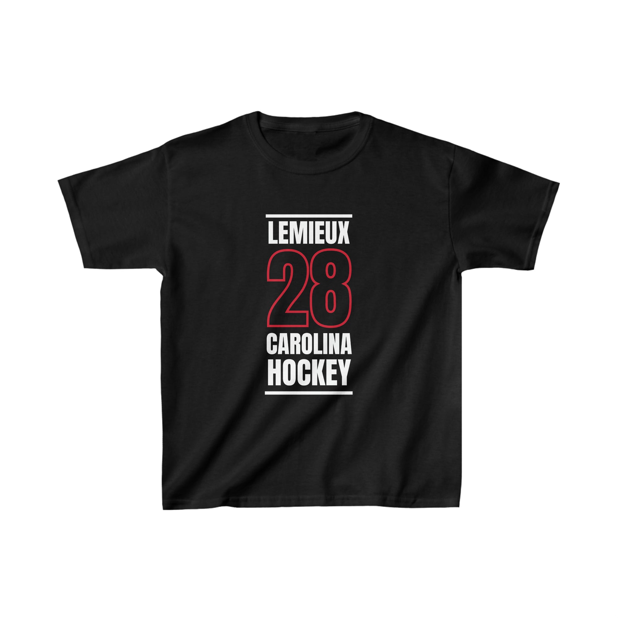 Lemieux 28 Carolina Hockey Black Vertical Design Kids Tee