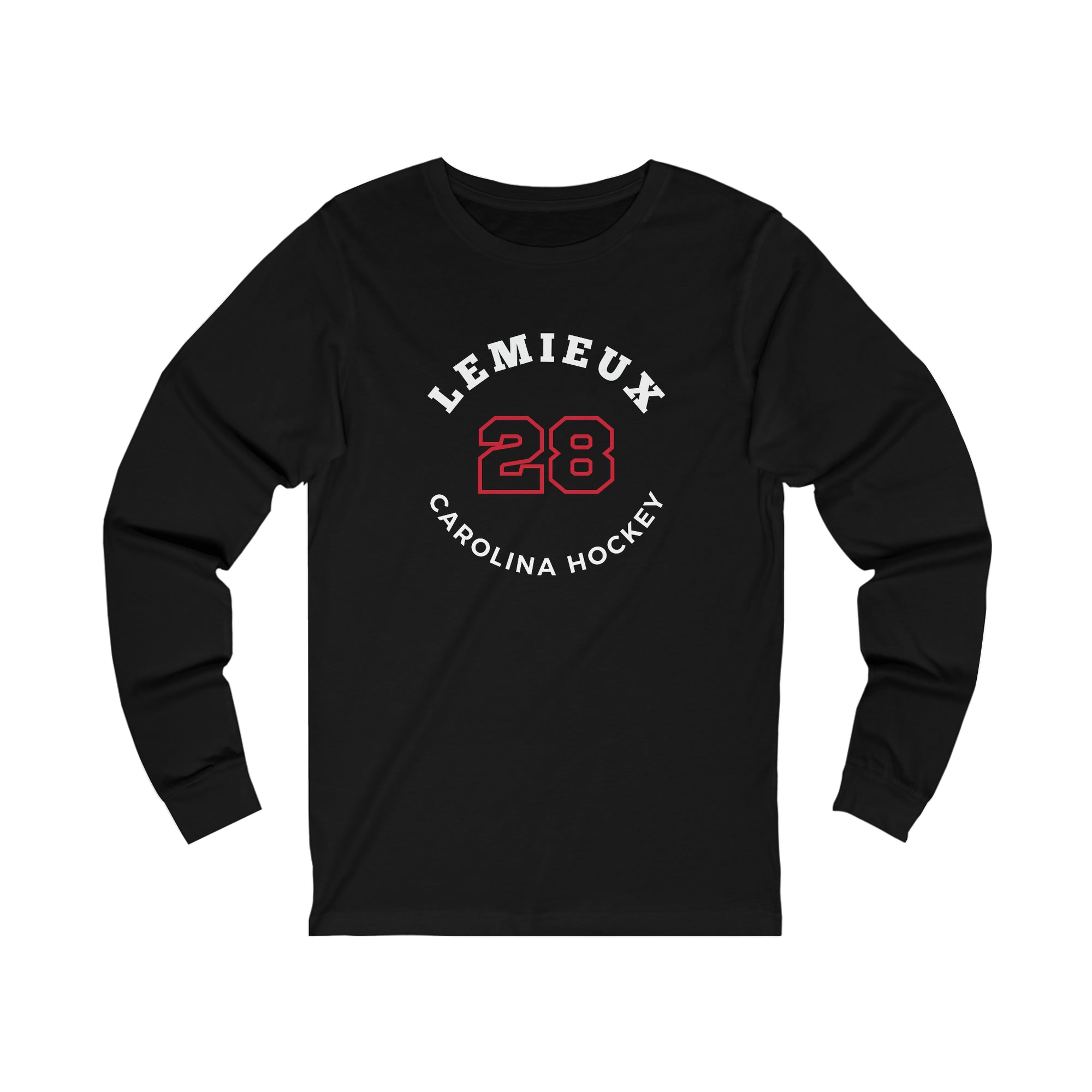 Lemieux 28 Carolina Hockey Number Arch Design Unisex Jersey Long Sleeve Shirt