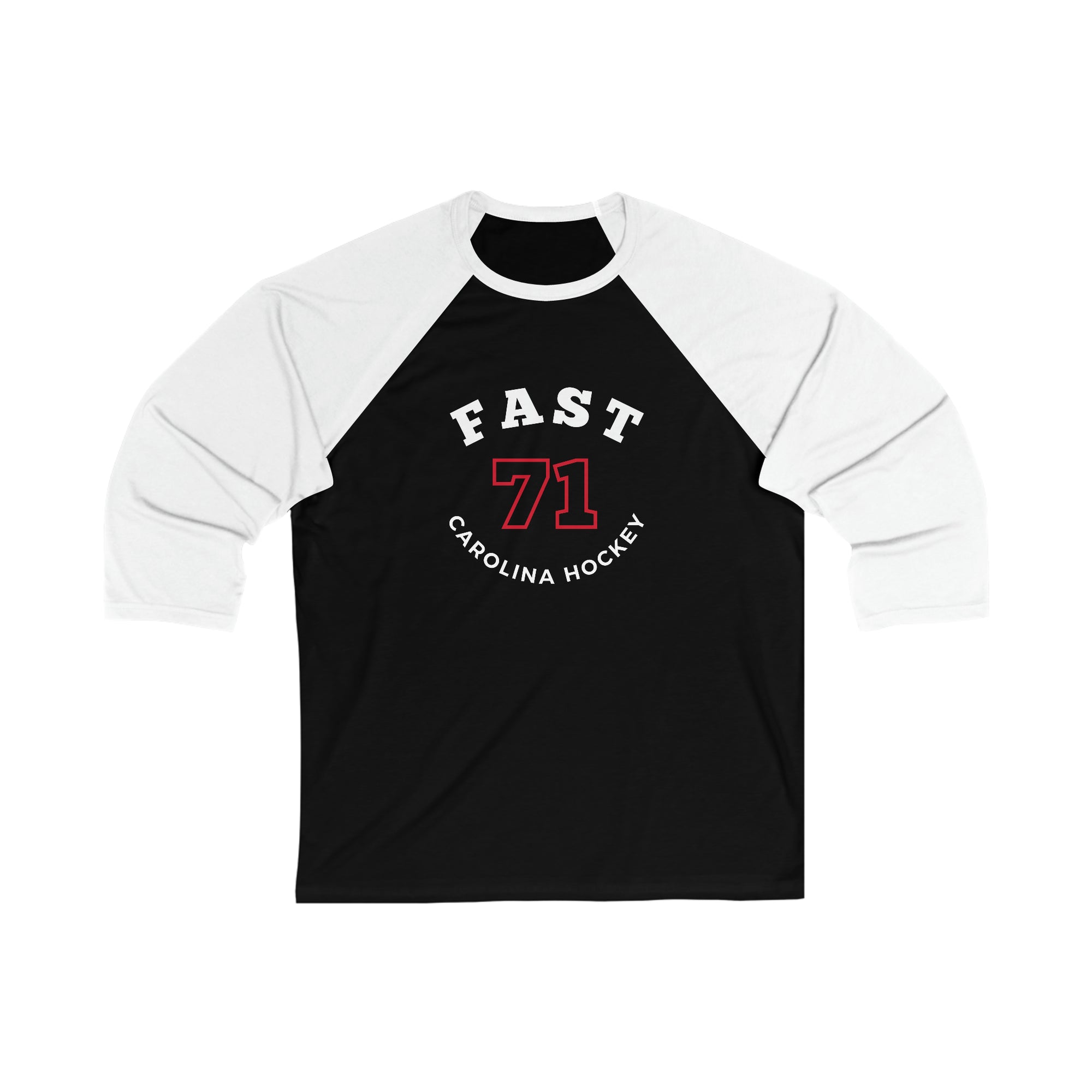 Fast 71 Carolina Hockey Number Arch Design Unisex Tri-Blend 3/4 Sleeve Raglan Baseball Shirt