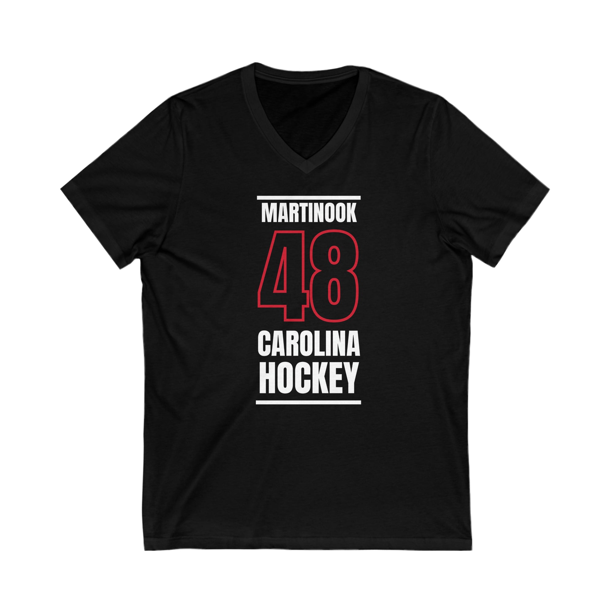 Martinook 48 Carolina Hockey Black Vertical Design Unisex V-Neck Tee
