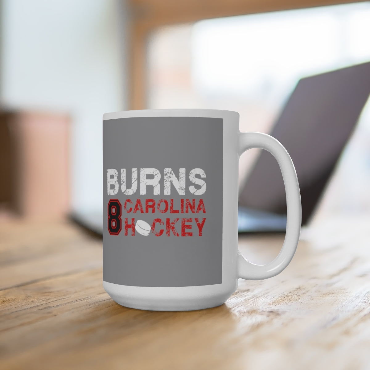 Burns 8 Carolina Hockey Ceramic Coffee Mug In Gray, 15oz