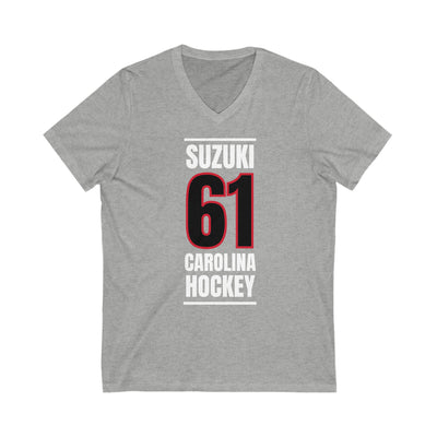 Suzuki 61 Carolina Hockey Black Vertical Design Unisex V-Neck Tee