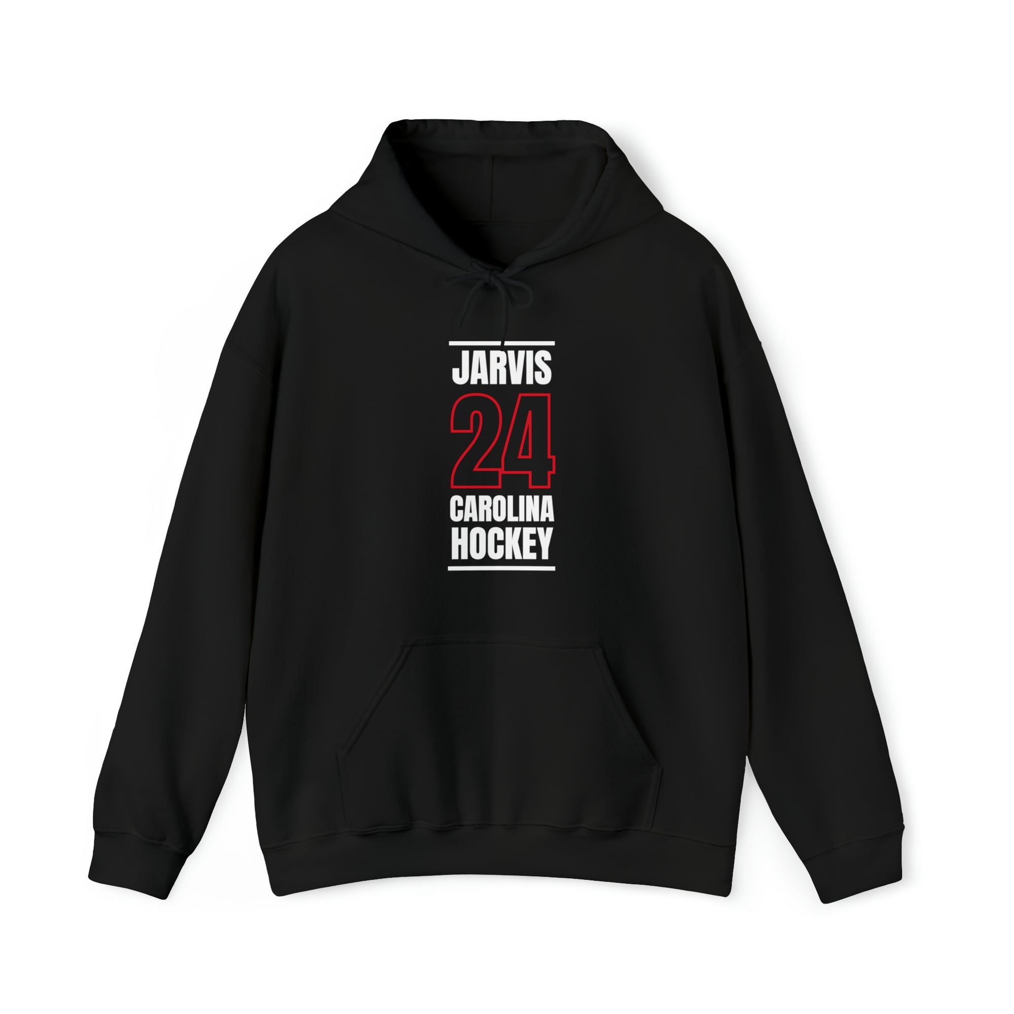 Jarvis 24 Carolina Hockey Black Vertical Design Unisex Hooded Sweatshirt