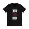 Aho 20 Carolina Hockey Black Vertical Design Unisex V-Neck Tee