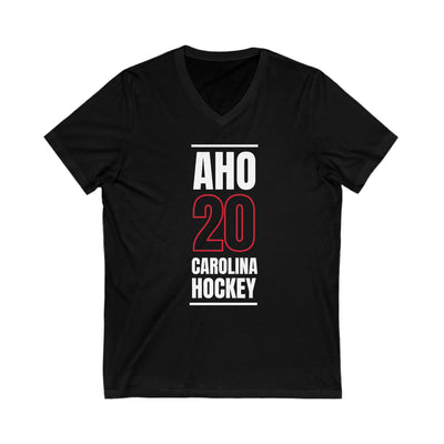 Aho 20 Carolina Hockey Black Vertical Design Unisex V-Neck Tee