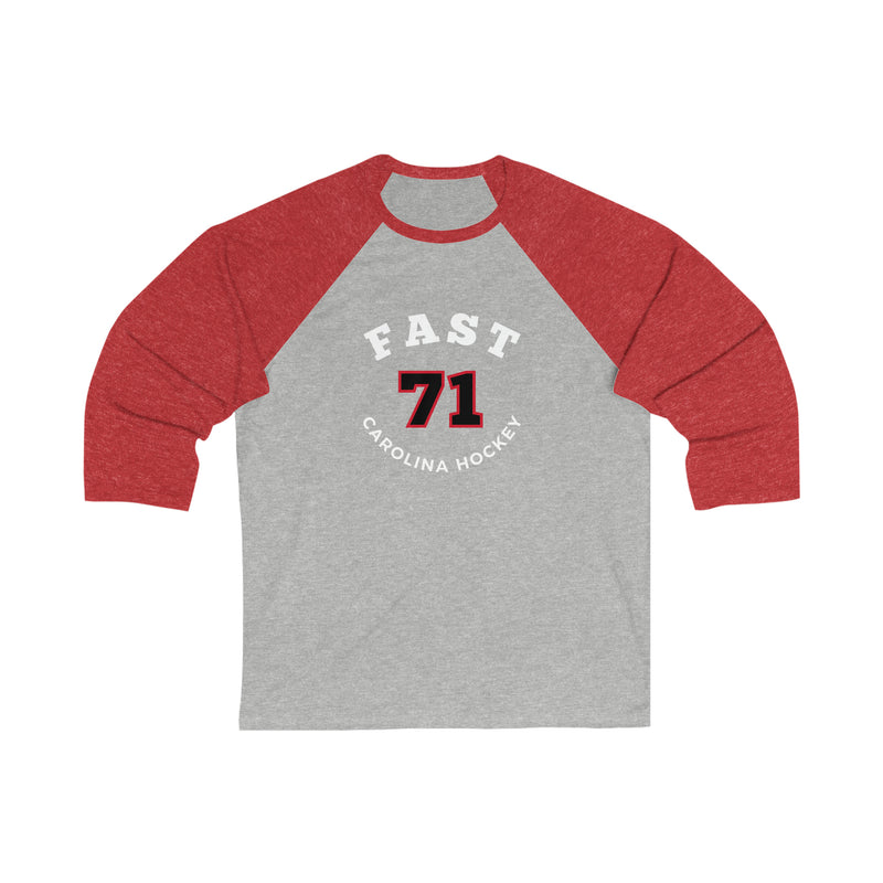 Fast 71 Carolina Hockey Number Arch Design Unisex Tri-Blend 3/4 Sleeve Raglan Baseball Shirt