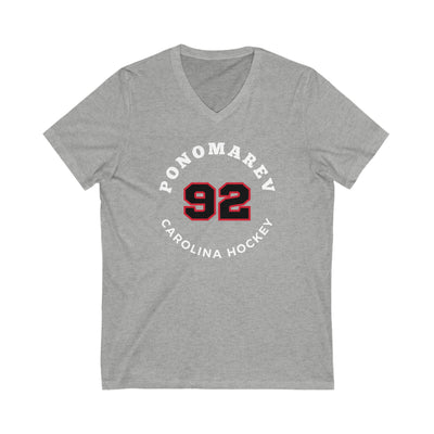 Ponomarev 92 Carolina Hockey Number Arch Design Unisex V-Neck Tee