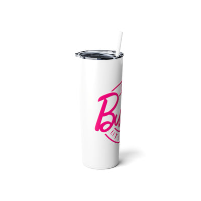 Burns Let's Go Party Skinny Steel Tumbler With Straw, 20oz