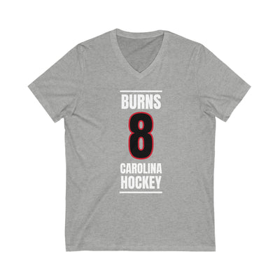 Burns 8 Carolina Hockey Black Vertical Design Unisex V-Neck Tee