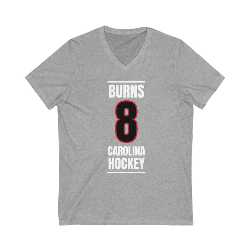 Burns 8 Carolina Hockey Black Vertical Design Unisex V-Neck Tee