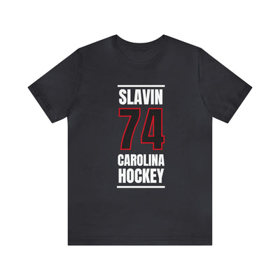 Slavin 74 Carolina Hockey Black Vertical Design Unisex T-Shirt