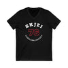 Skjei 76 Carolina Hockey Number Arch Design Unisex V-Neck Tee