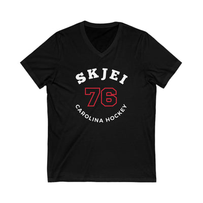 Skjei 76 Carolina Hockey Number Arch Design Unisex V-Neck Tee