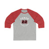 Pesce 22 Carolina Hockey Number Arch Design Unisex Tri-Blend 3/4 Sleeve Raglan Baseball Shirt