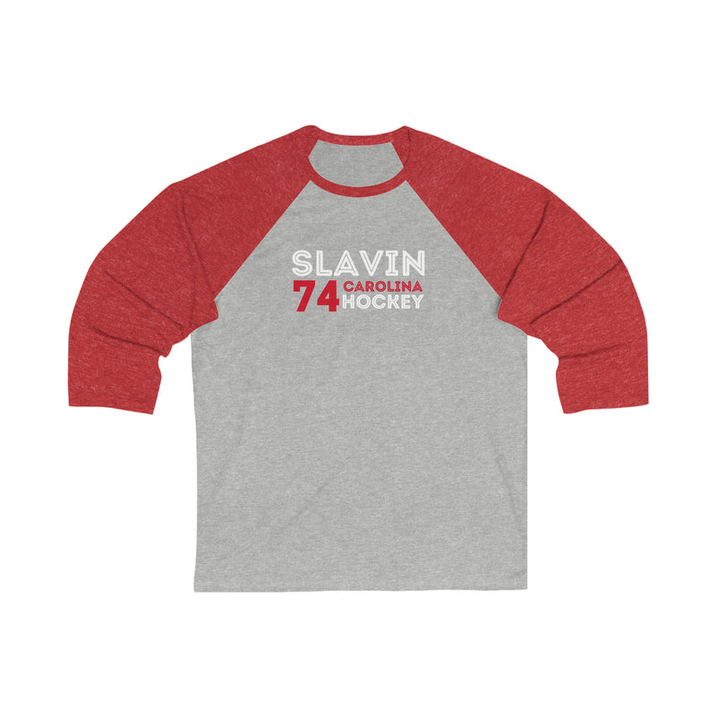 Slavin 74 Carolina Hockey Grafitti Wall Design Unisex Tri-Blend 3/4 Sleeve Raglan Baseball Shirt