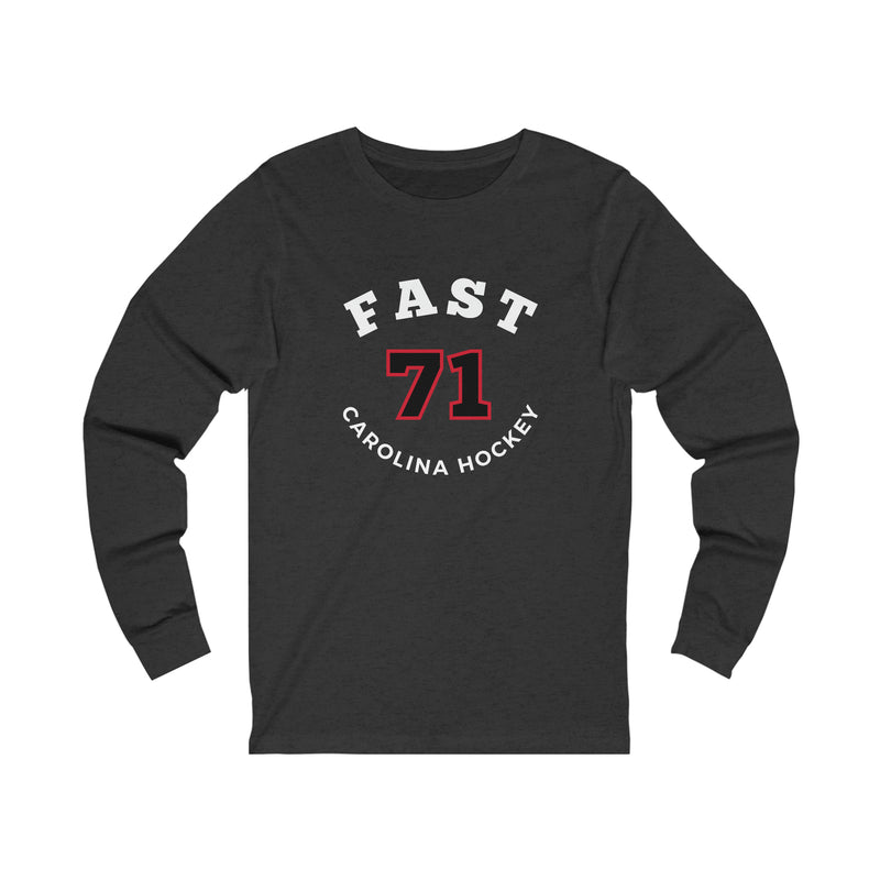 Fast 71 Carolina Hockey Number Arch Design Unisex Jersey Long Sleeve Shirt