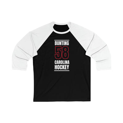 Bunting 58 Carolina Hockey Black Vertical Design Unisex Tri-Blend 3/4 Sleeve Raglan Baseball Shirt