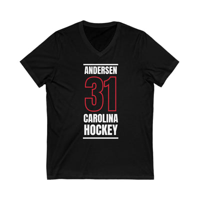 Andersen 31 Carolina Hockey Black Vertical Design Unisex V-Neck Tee