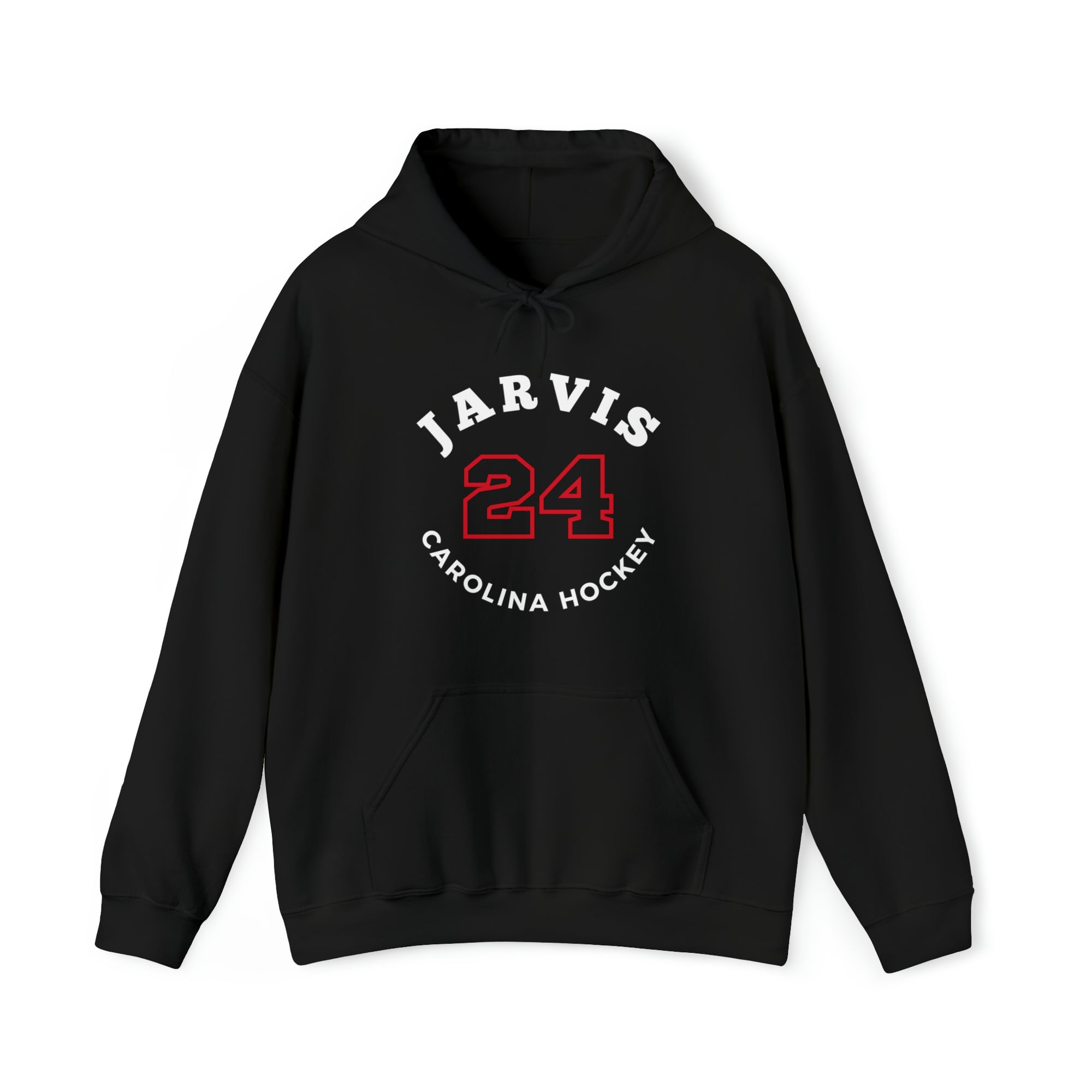Jarvis 24 Carolina Hockey Number Arch Design Unisex Hooded Sweatshirt