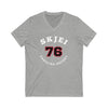 Skjei 76 Carolina Hockey Number Arch Design Unisex V-Neck Tee