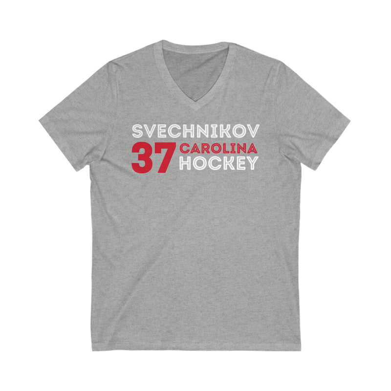 Svechnikov 37 Carolina Hockey Grafitti Wall Design Unisex V-Neck Tee