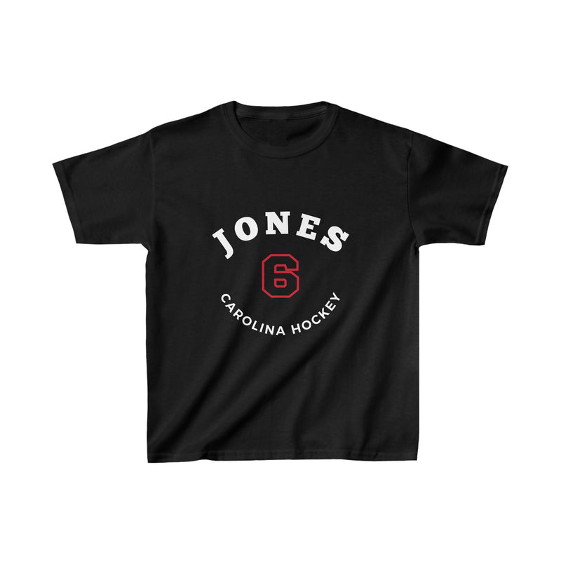 Jones 6 Carolina Hockey Number Arch Design Kids Tee