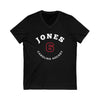 Jones 6 Carolina Hockey Number Arch Design Unisex V-Neck Tee