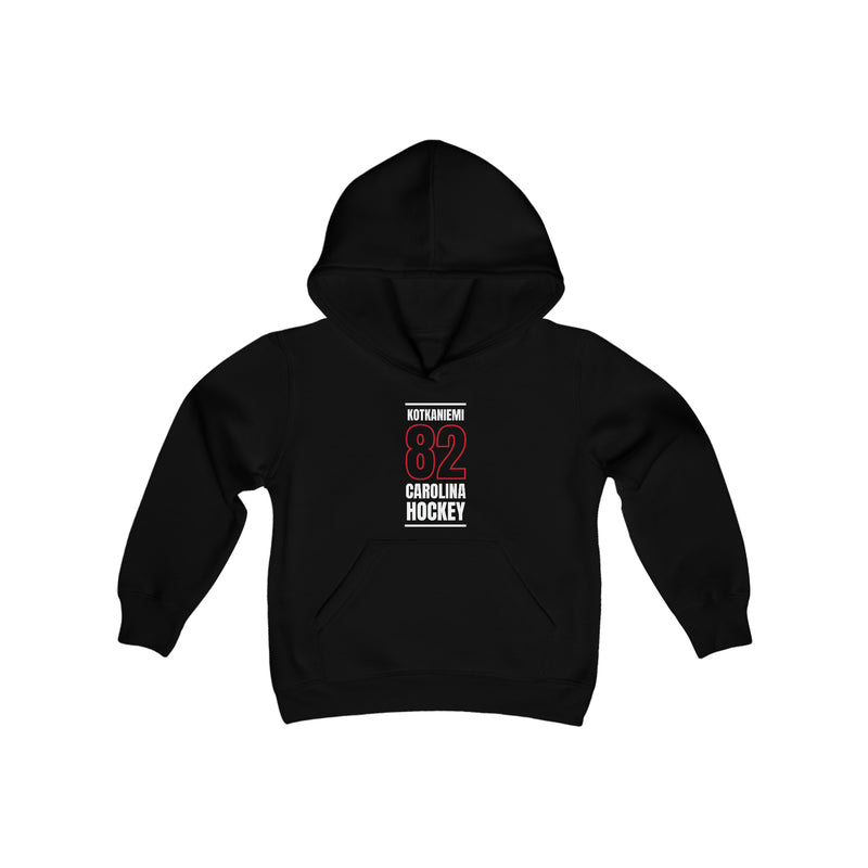 Kotkaniemi 82 Carolina Hockey Black Vertical Design Youth Hooded Sweatshirt