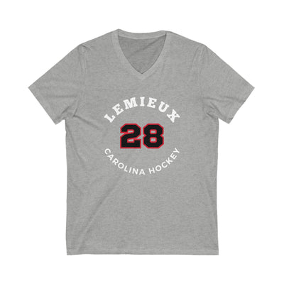 Lemieux 28 Carolina Hockey Number Arch Design Unisex V-Neck Tee