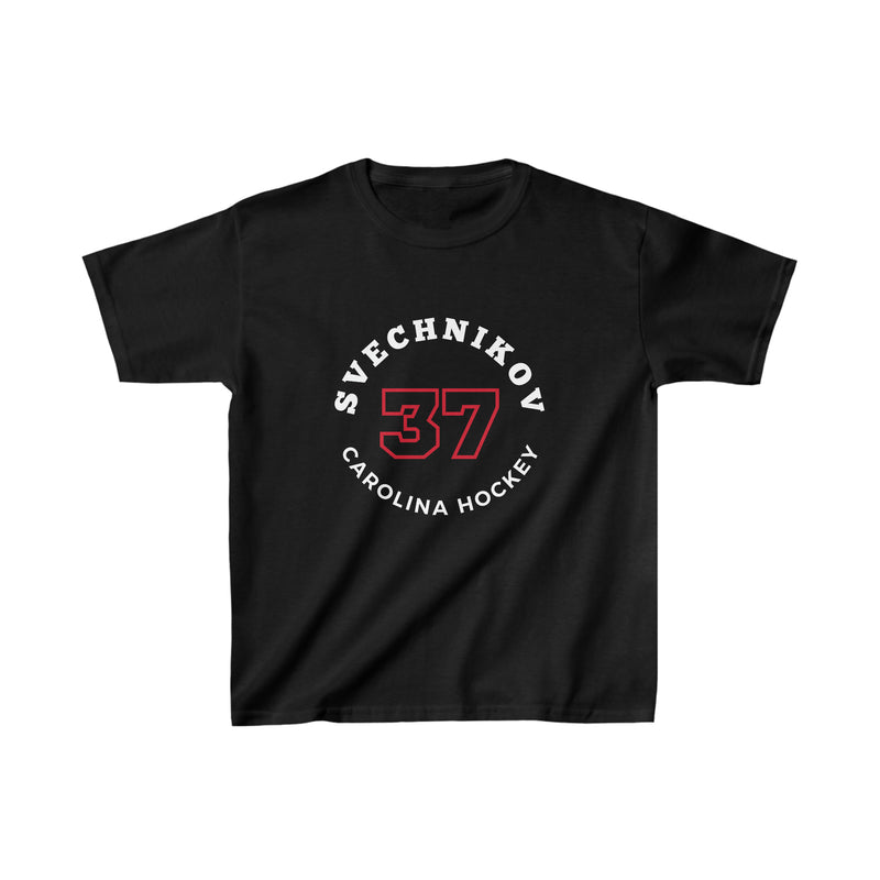 Svechnikov 37 Carolina Hockey Number Arch Design Kids Tee