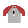 Staal 11 Carolina Hockey Black Vertical Design Unisex Tri-Blend 3/4 Sleeve Raglan Baseball Shirt