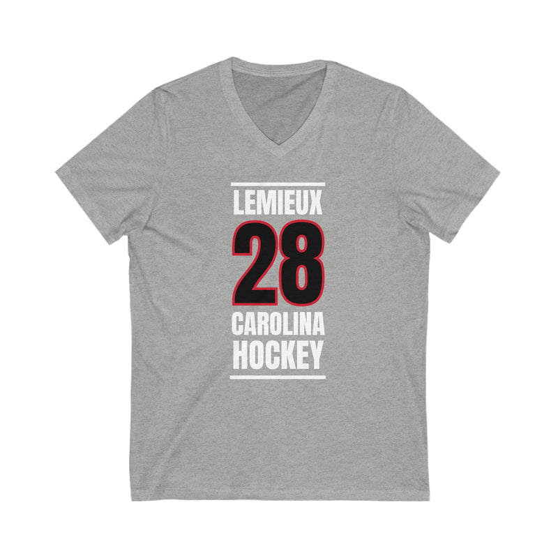 Lemieux 28 Carolina Hockey Black Vertical Design Unisex V-Neck Tee