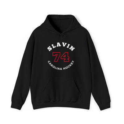 Slavin 74 Carolina Hockey Number Arch Design Unisex Hooded Sweatshirt