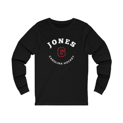 Jones 6 Carolina Hockey Number Arch Design Unisex Jersey Long Sleeve Shirt